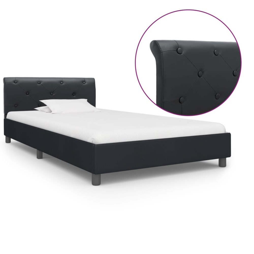 vidaXL Sängram utan madrass svart konstläder 90x200 cm
