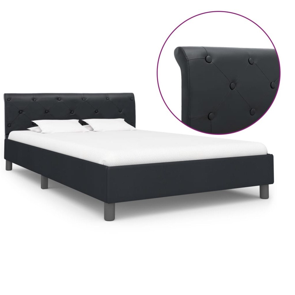vidaXL Sängram utan madrass svart konstläder 120x200 cm