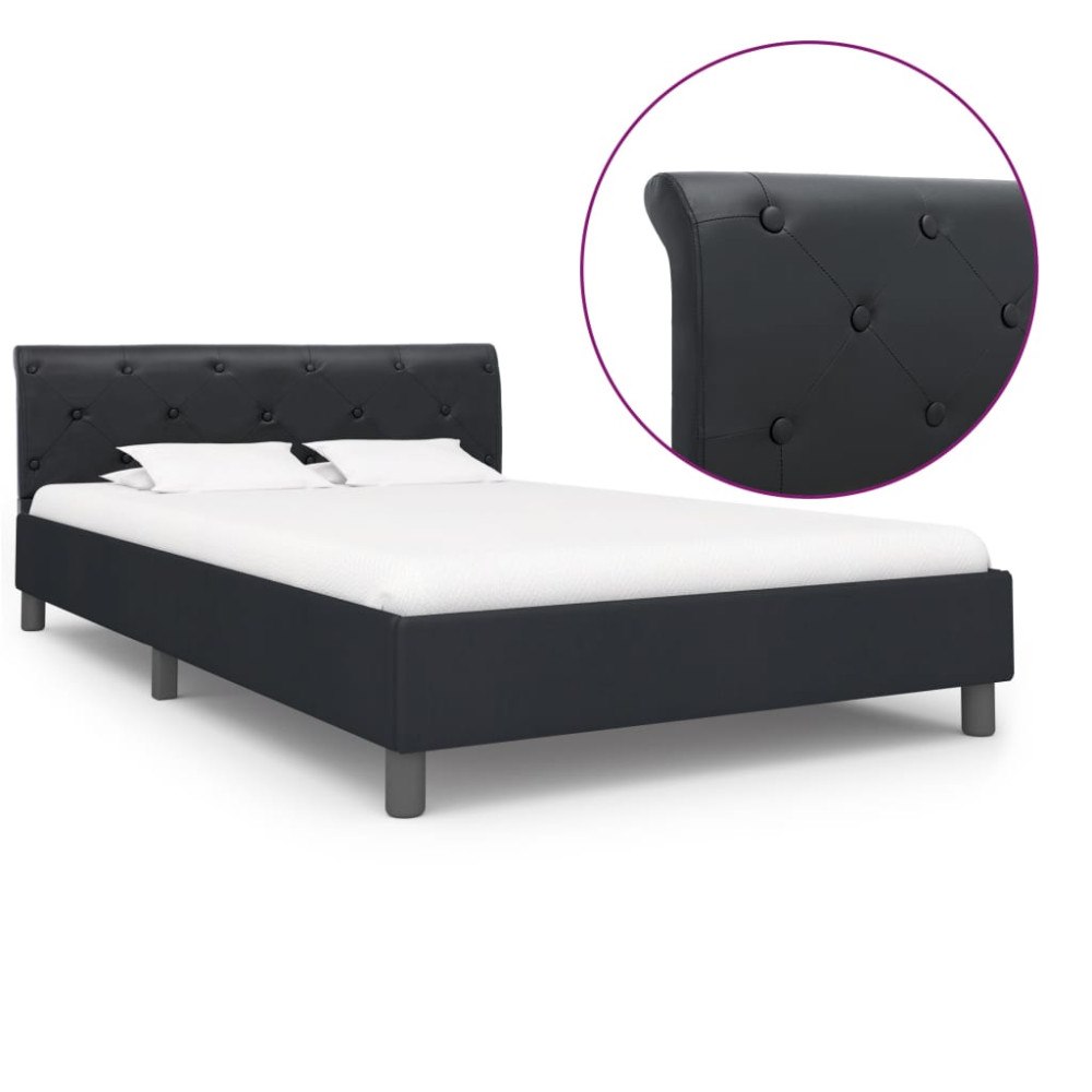 vidaXL Sängram utan madrass svart konstläder 120x200 cm