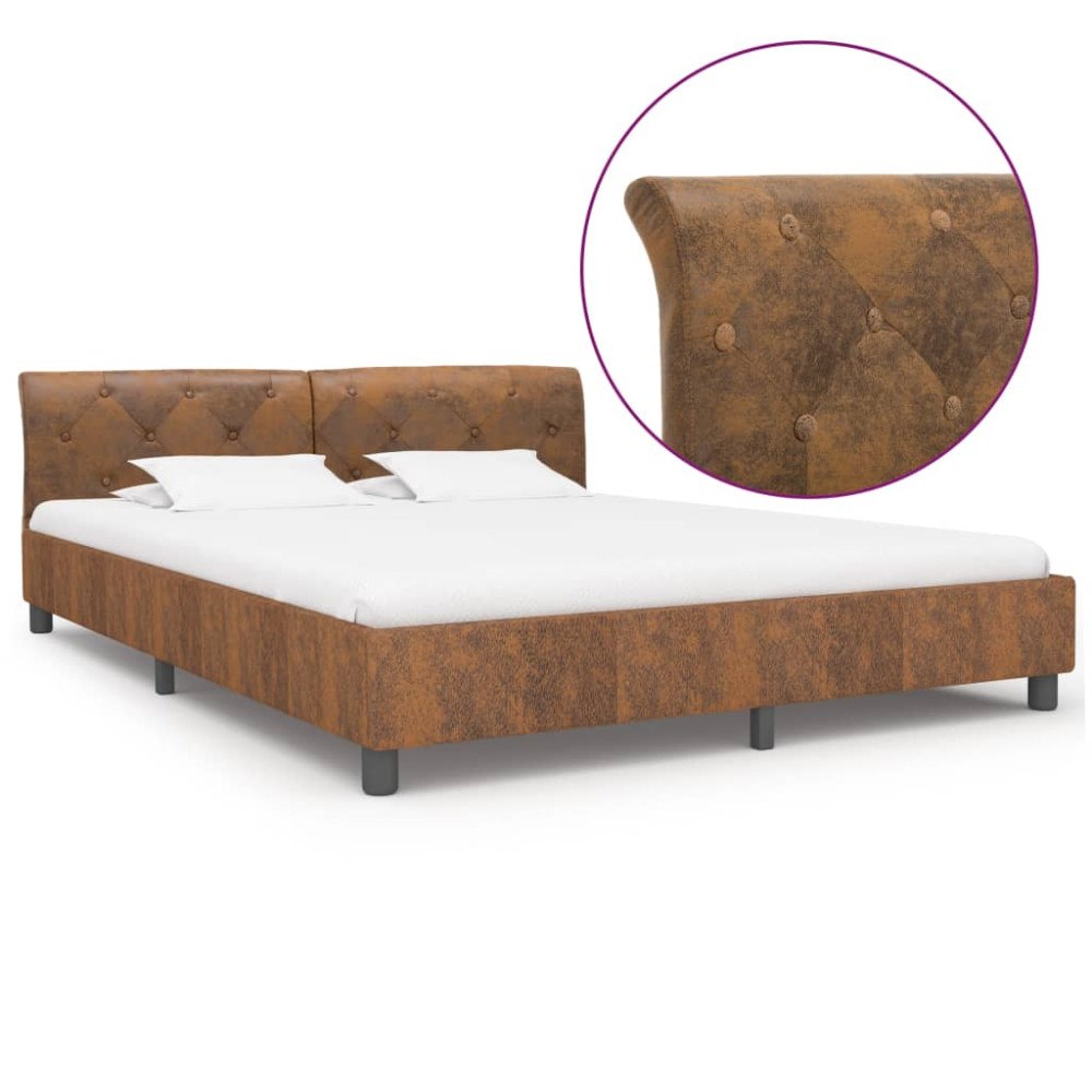 vidaXL Sängram utan madrass brun konstmocka 180x200 cm