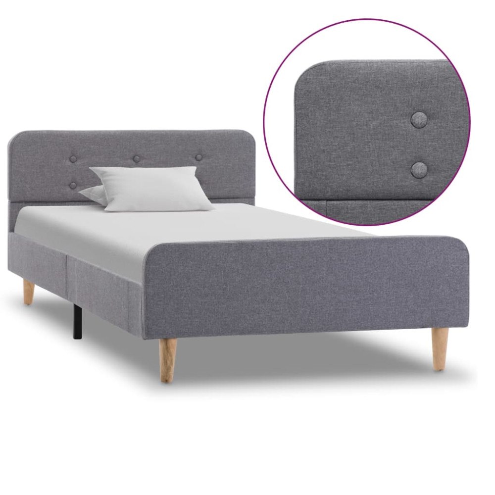 vidaXL Sängram utan madrass ljusgrå tyg 90x200 cm