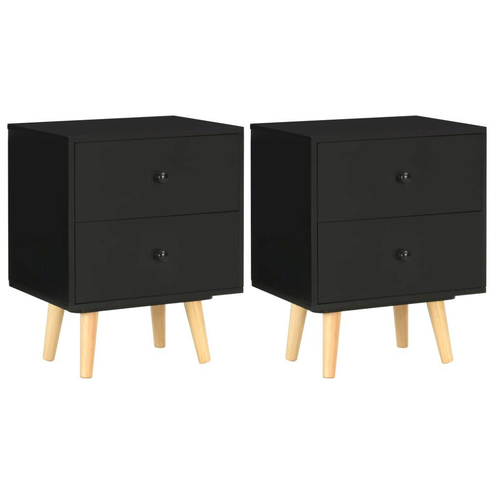 vidaXL Sängbord 2 st svart 40x30x50 cm massiv furu