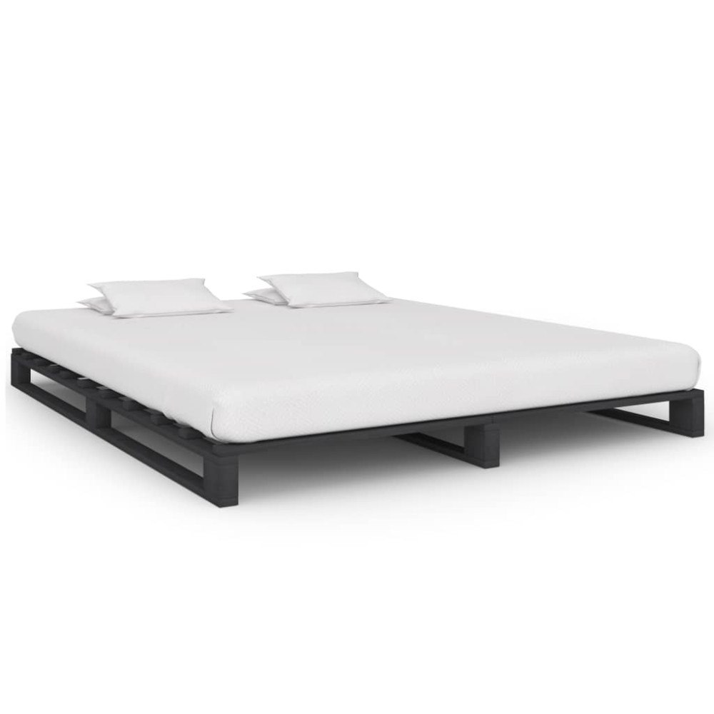 vidaXL Pallsäng utan madrass grå 180x200 cm massiv furu