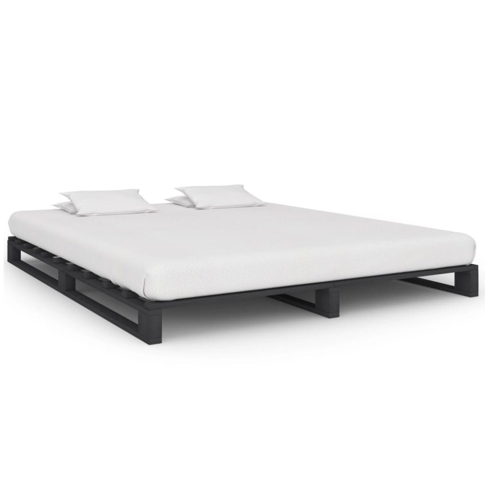 vidaXL Pallsäng utan madrass grå 180x200 cm massiv furu