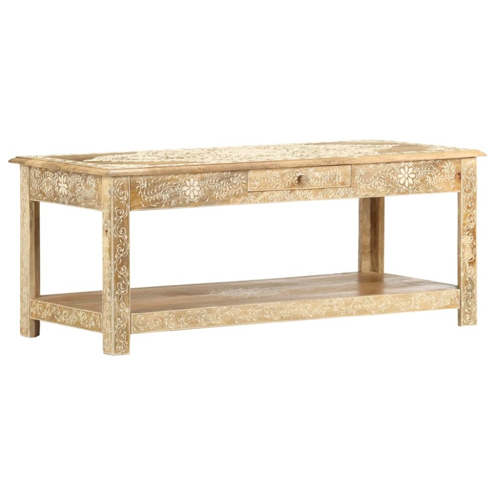 vidaXL Soffbord 110x50x45 cm mandmålat massivt mangoträ