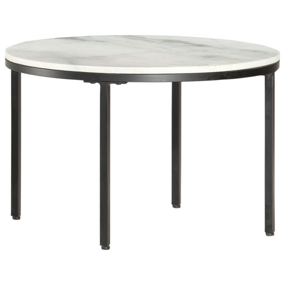 vidaXL Soffbord vit och svart Ø65 cm massiv äkta marmor
