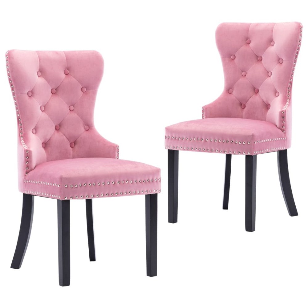 vidaXL Matstolar 2 st rosa sammet