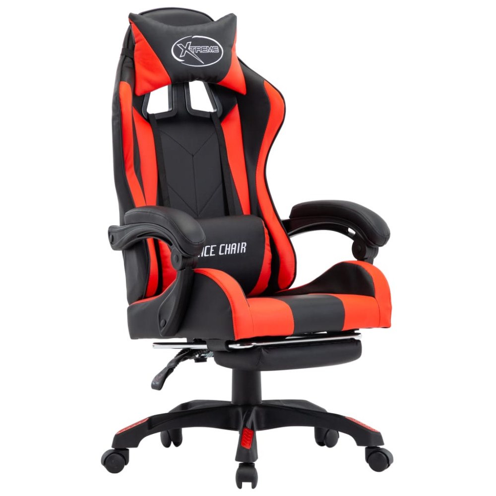 vidaXL Gamingstol med fotstöd röd och svart konstläder