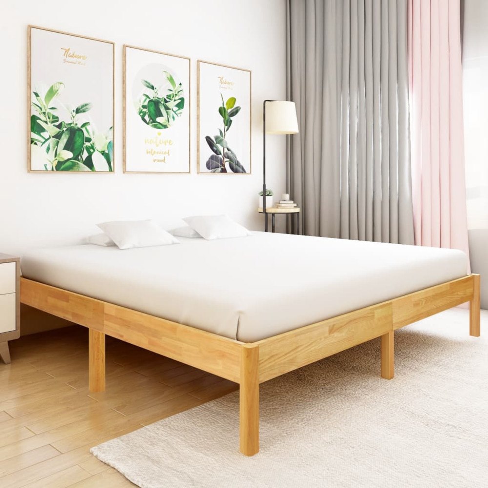 vidaXL Sängram massiv ek 180x200 cm