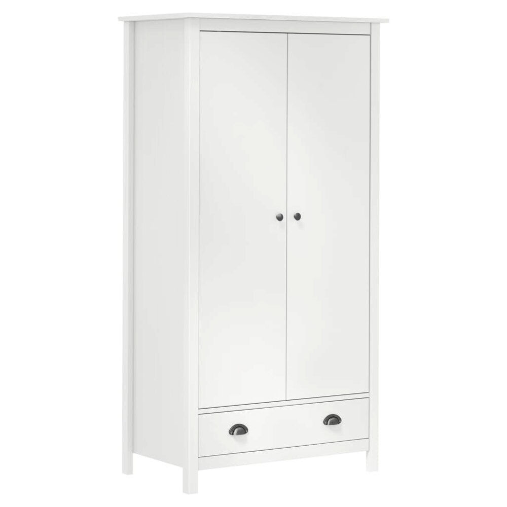 vidaXL Garderob 2 dörrar Hill vit 89x50x170 cm massiv furu