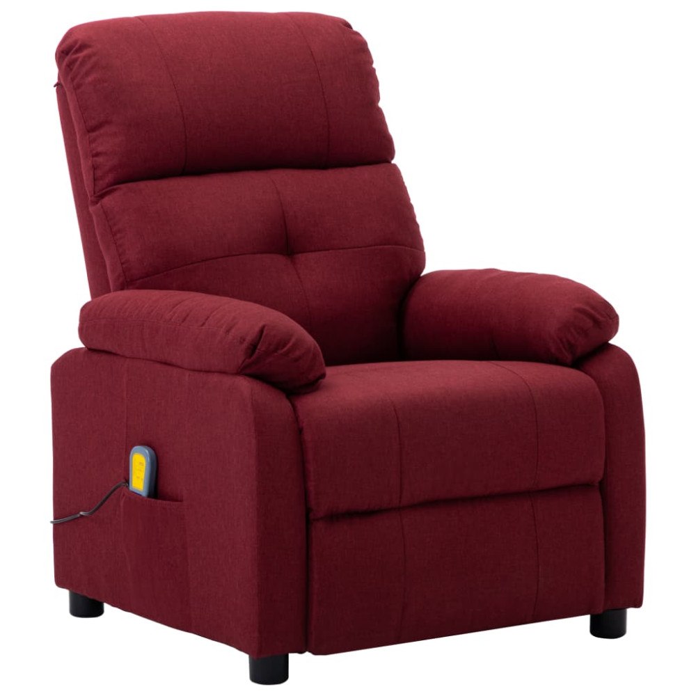 vidaXL Massagefåtölj vinröd tyg