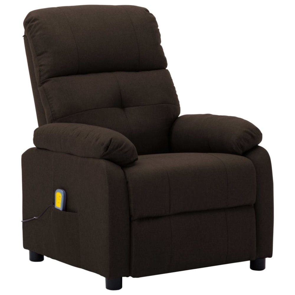 vidaXL Massagefåtölj mörkbrun tyg