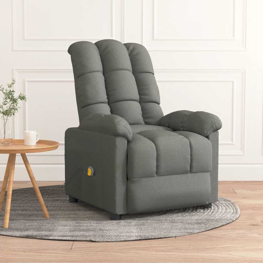 vidaXL Massagefåtölj mörkgrå tyg