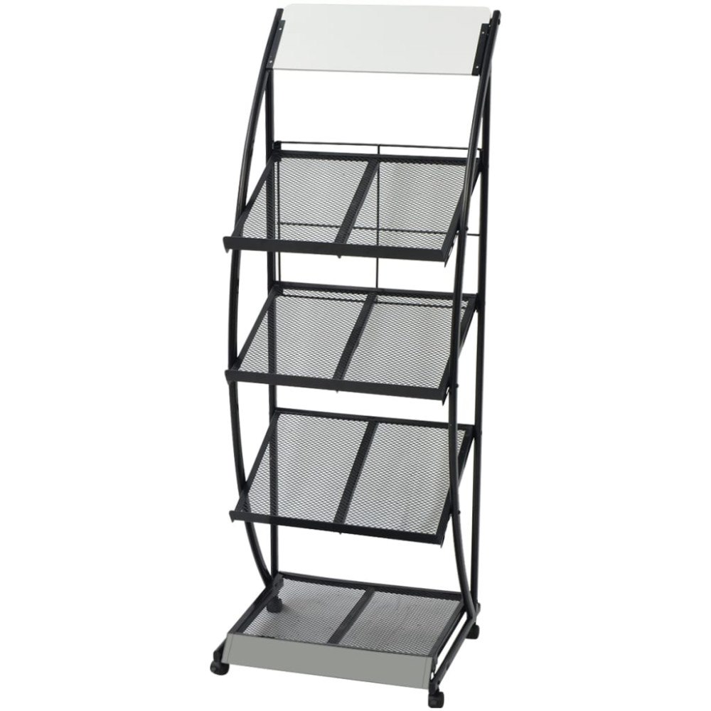 vidaXL Tidningsställ 47x40x134 cm svart och vit A4