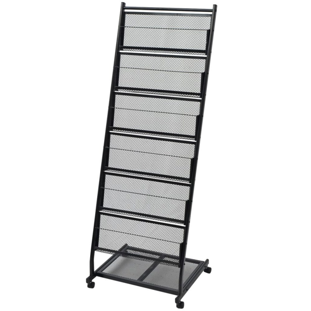 vidaXL Tidningsställ 47,5x43x133 cm svart A4