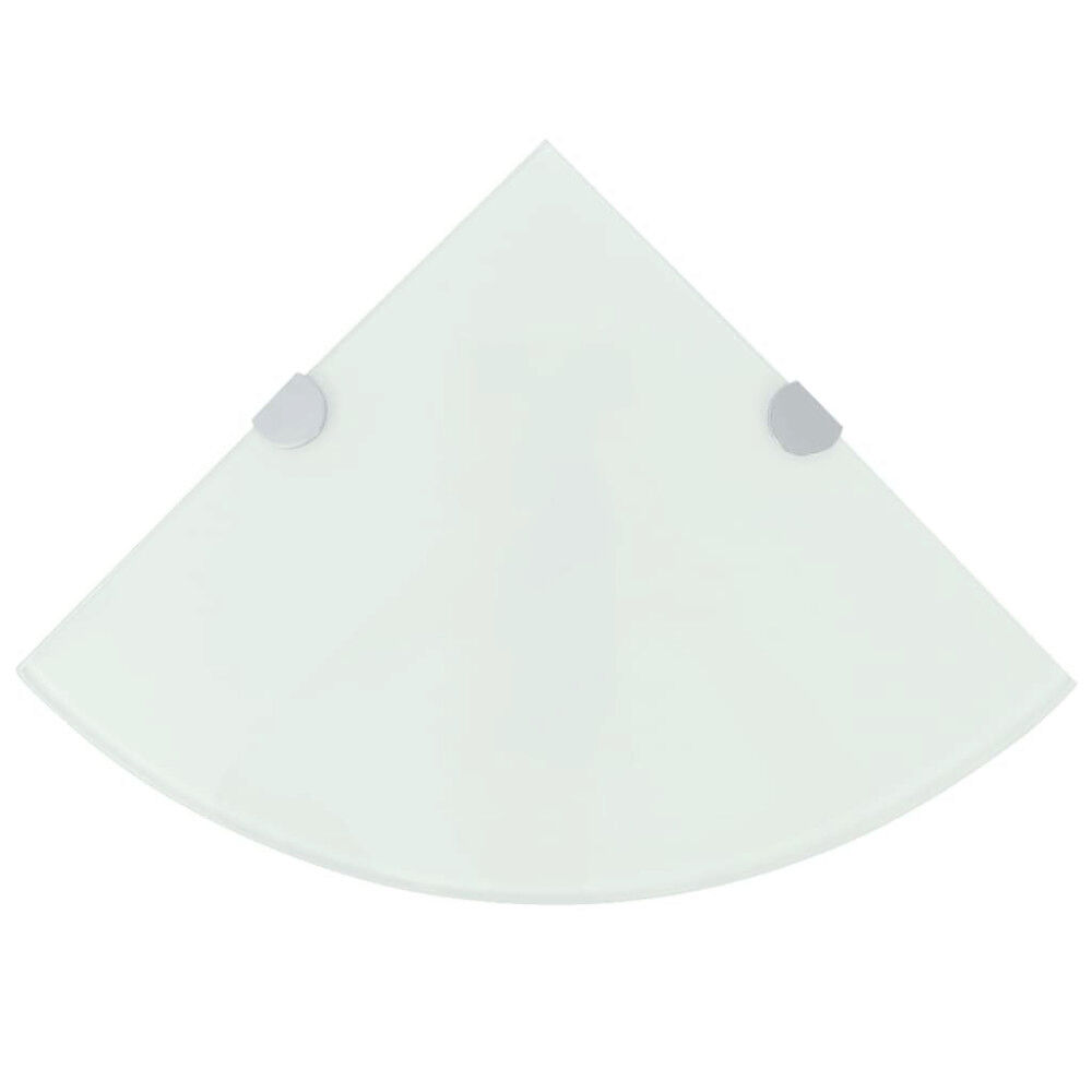 vidaXL Hörnhyllor 2 st kromade hyllkonsoler glas vit 35x35 cm