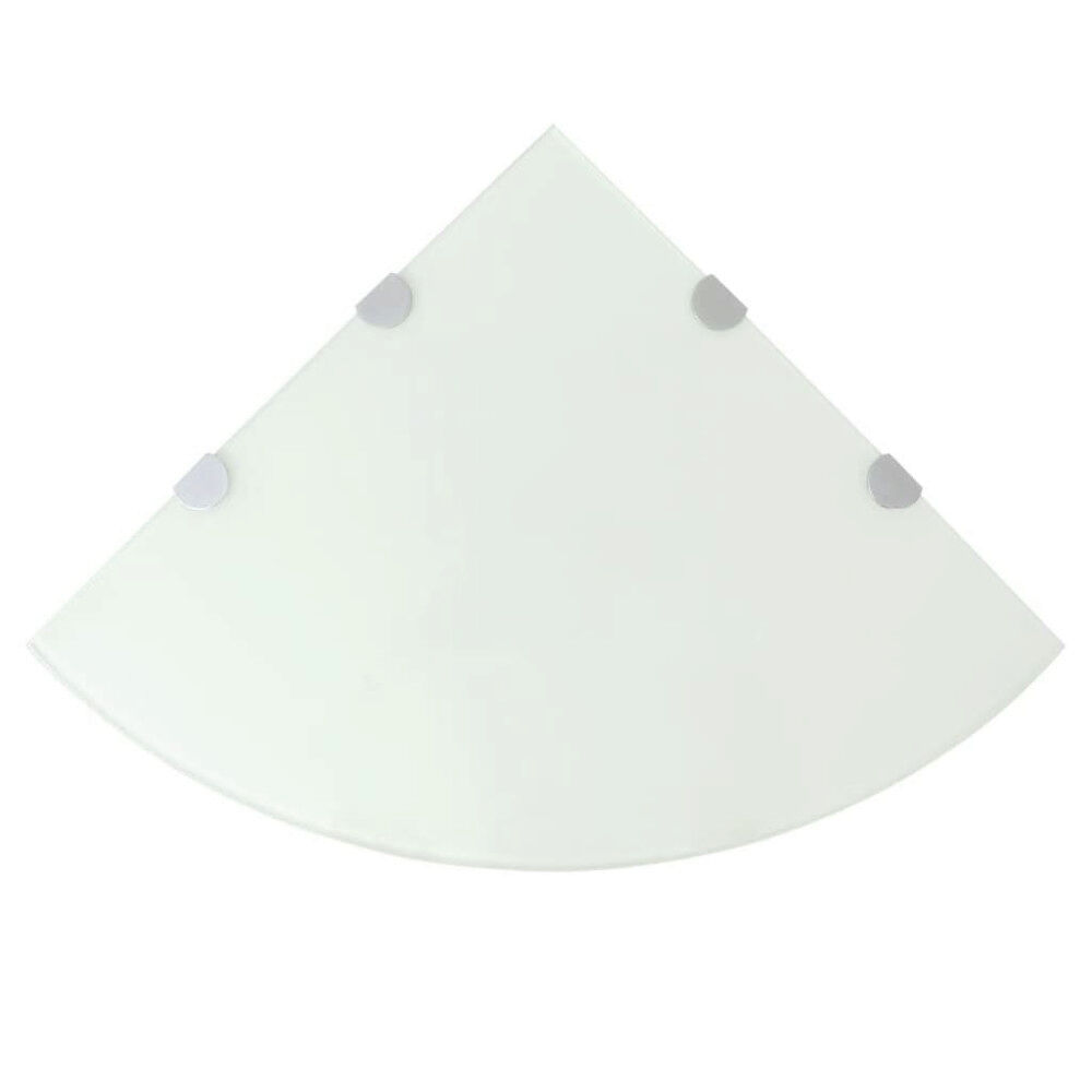 vidaXL Hörnhyllor 2 st kromade hyllkonsoler glas vit 45x45 cm