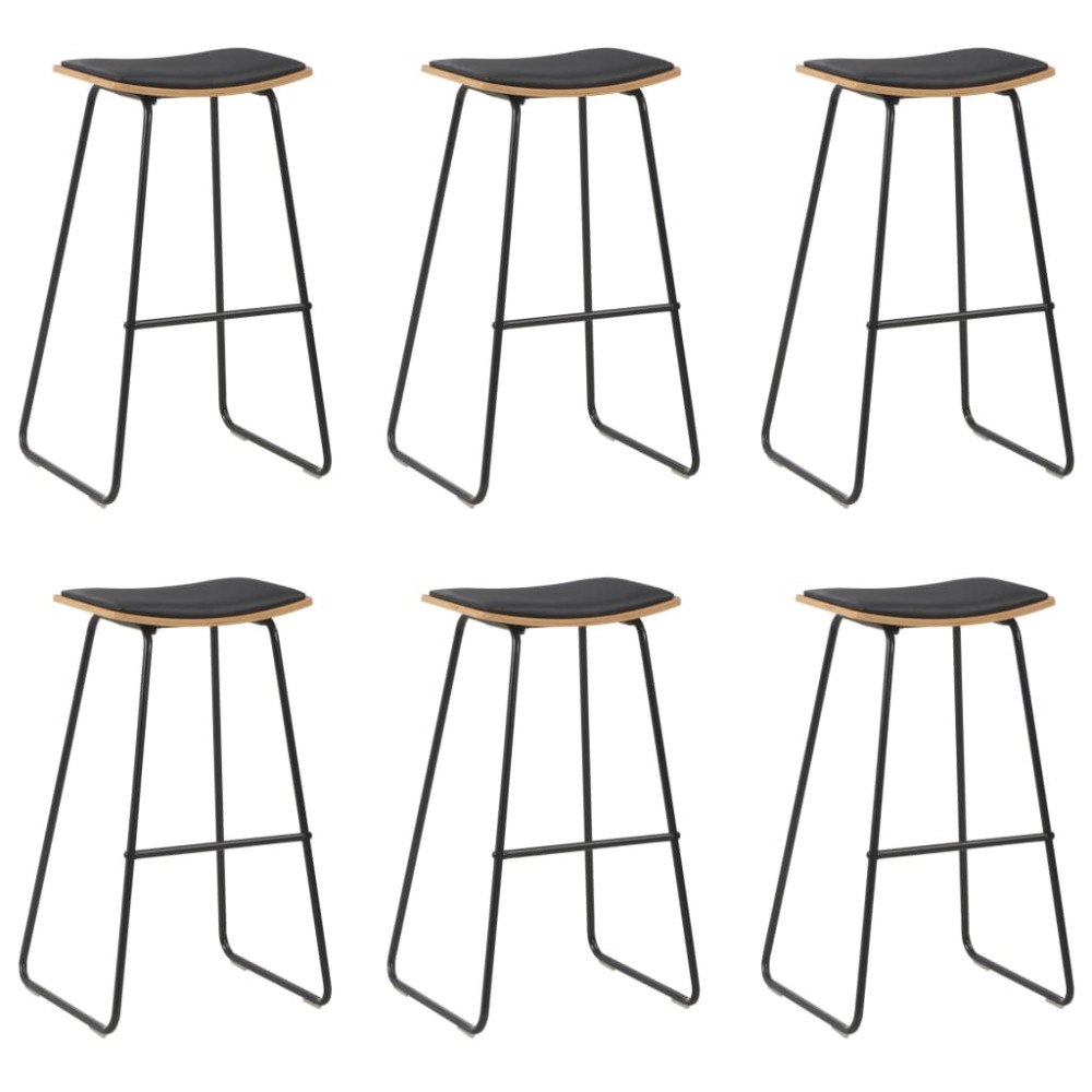 vidaXL Barstolar 6 st svart konstläder