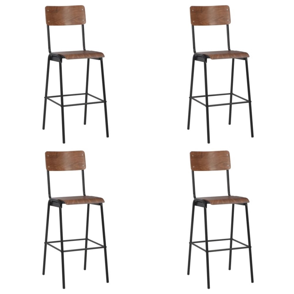 vidaXL Barstolar 4 st vit massiv plywood stål
