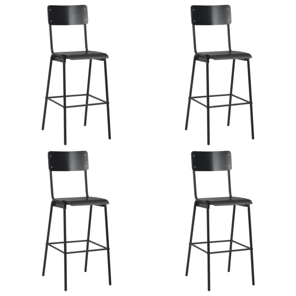 vidaXL Barstolar 4 st svart massiv plywood stål