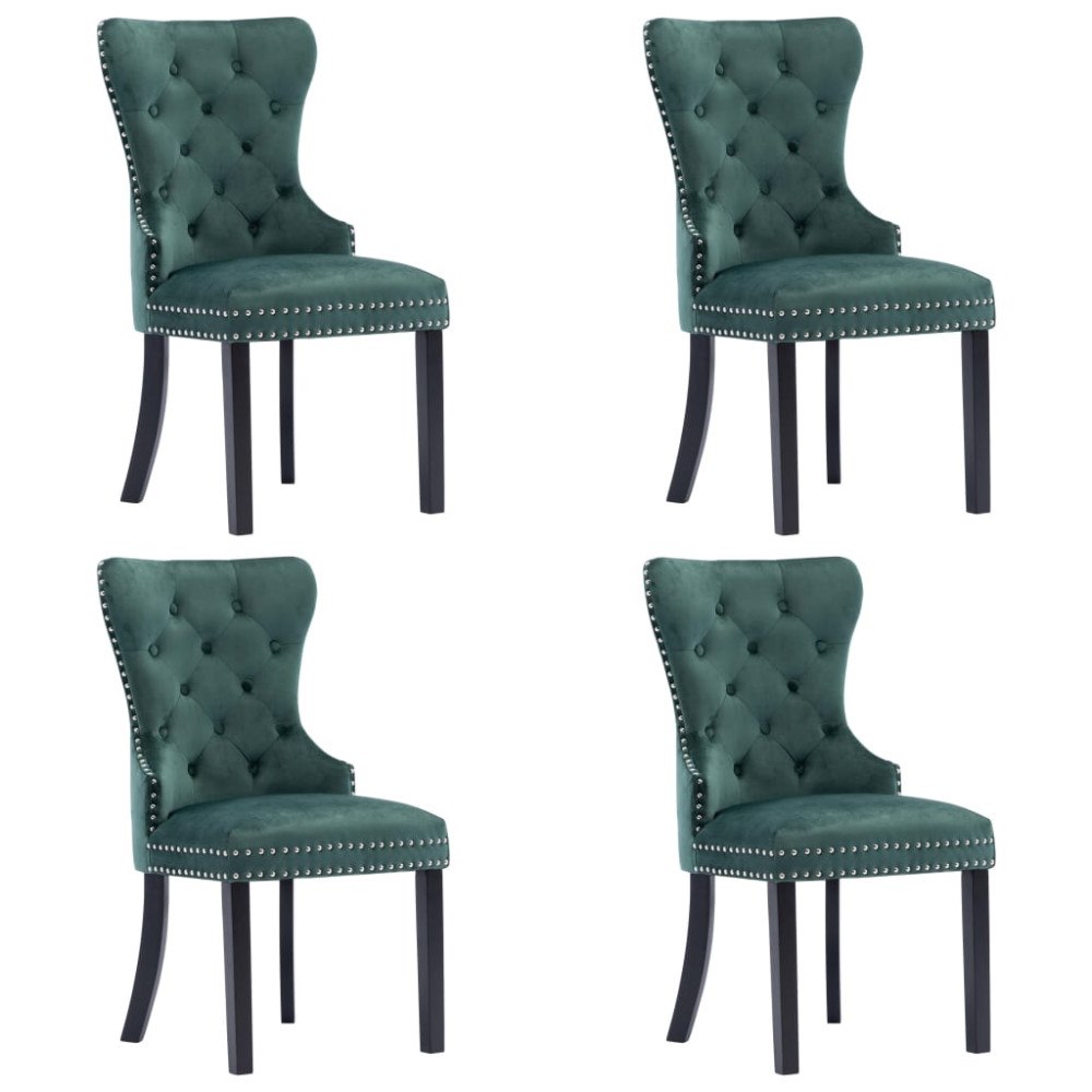 vidaXL Matstolar 4 st mörkgrön sammet