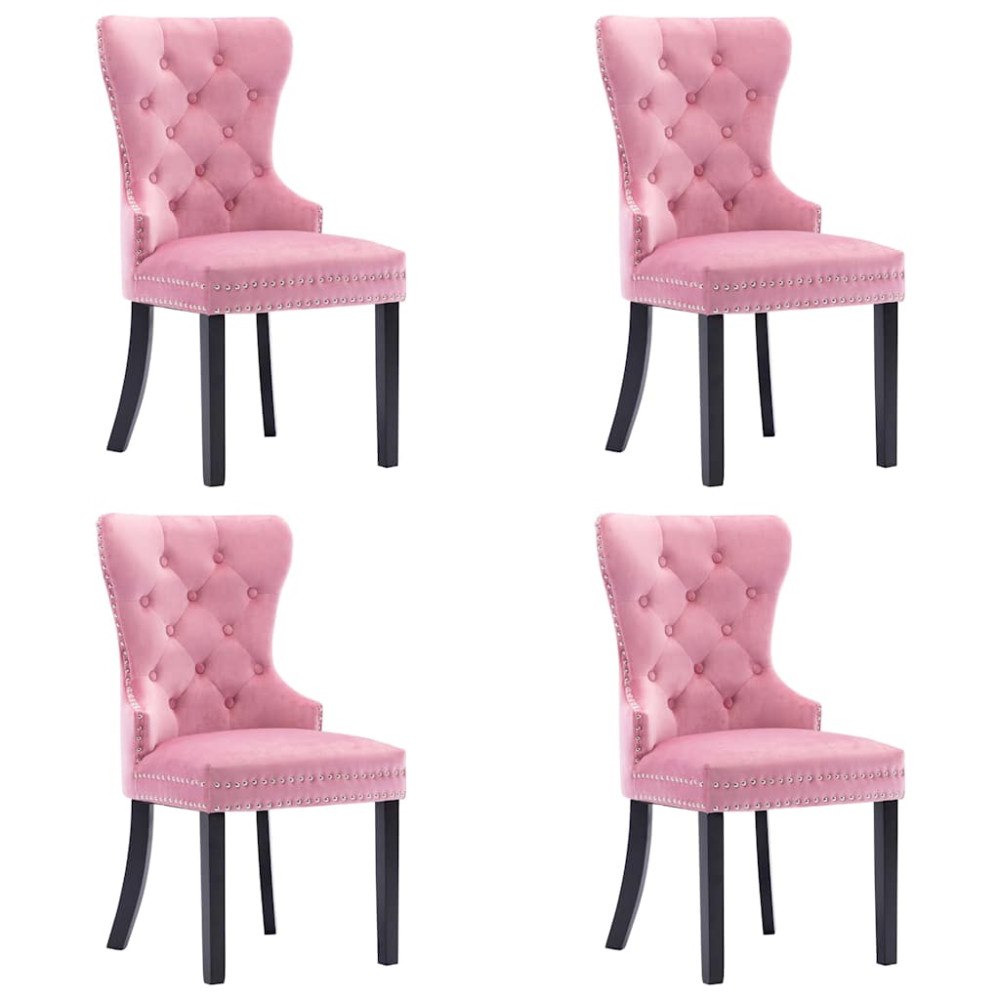 vidaXL Matstolar 4 st rosa sammet