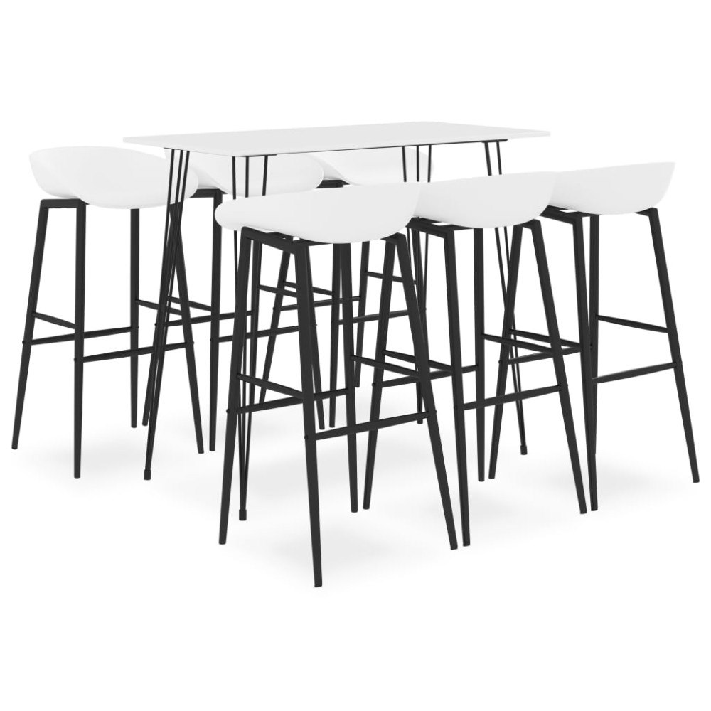 vidaXL Bargrupp 7 delar vit