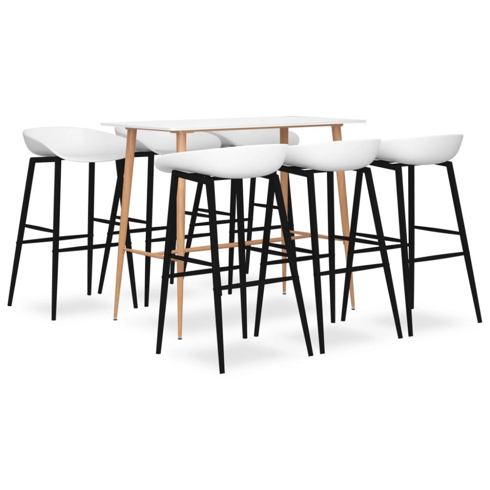 vidaXL Bargrupp 7 delar vit