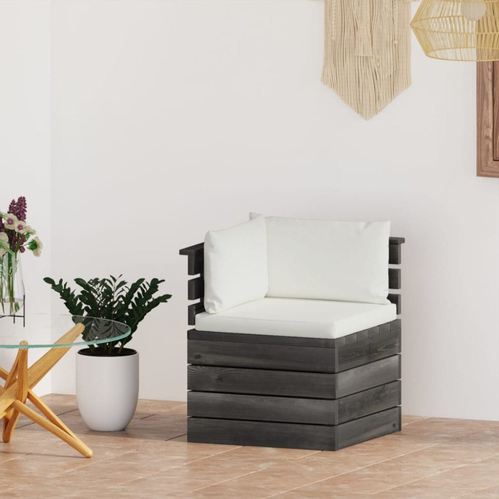 vidaXL Hörnsektion med dynor till pallsoffa furu