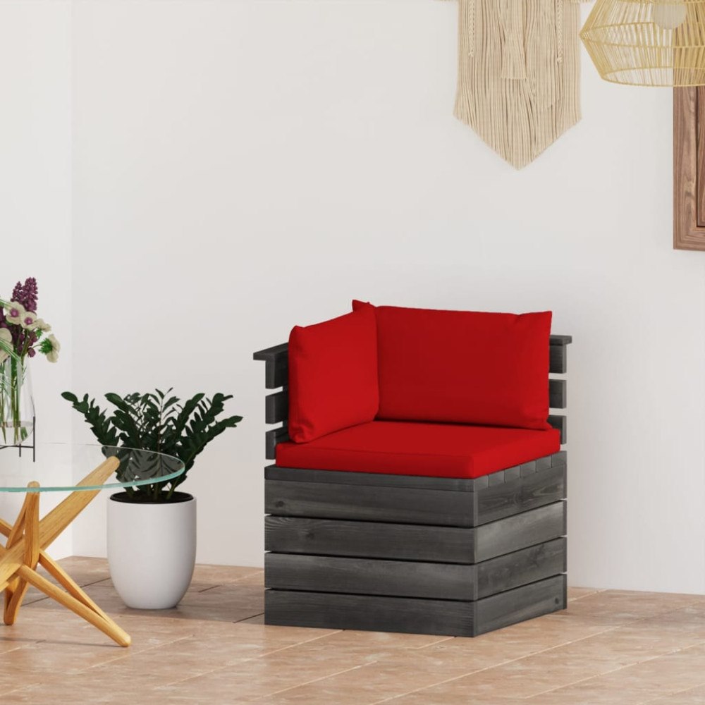 vidaXL Hörnsektion med dyna till pallsoffa furu