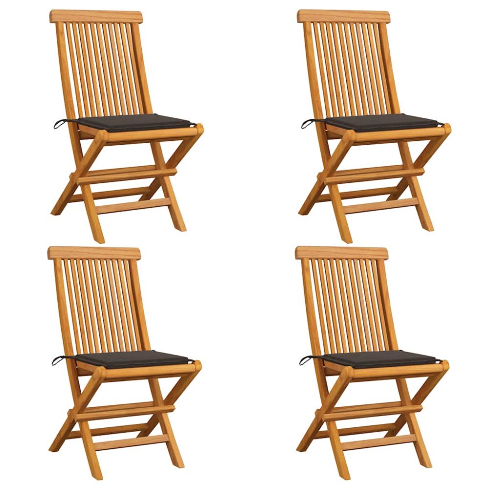 vidaXL Trädgårdsstolar med taupe dynor 4 st massiv teak