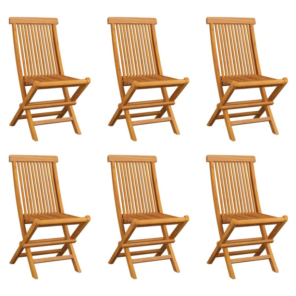 vidaXL Hopfällbara trädgårdsstolar 6 st massiv teak