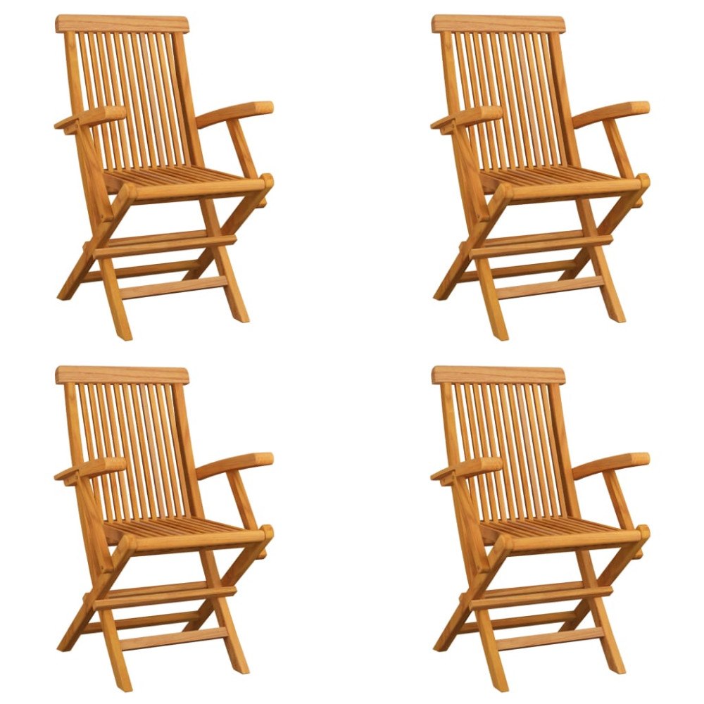 vidaXL Hopfällbara trädgårdsstolar 4 st massiv teak