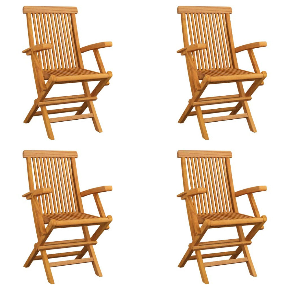 vidaXL Hopfällbara trädgårdsstolar 4 st massiv teak