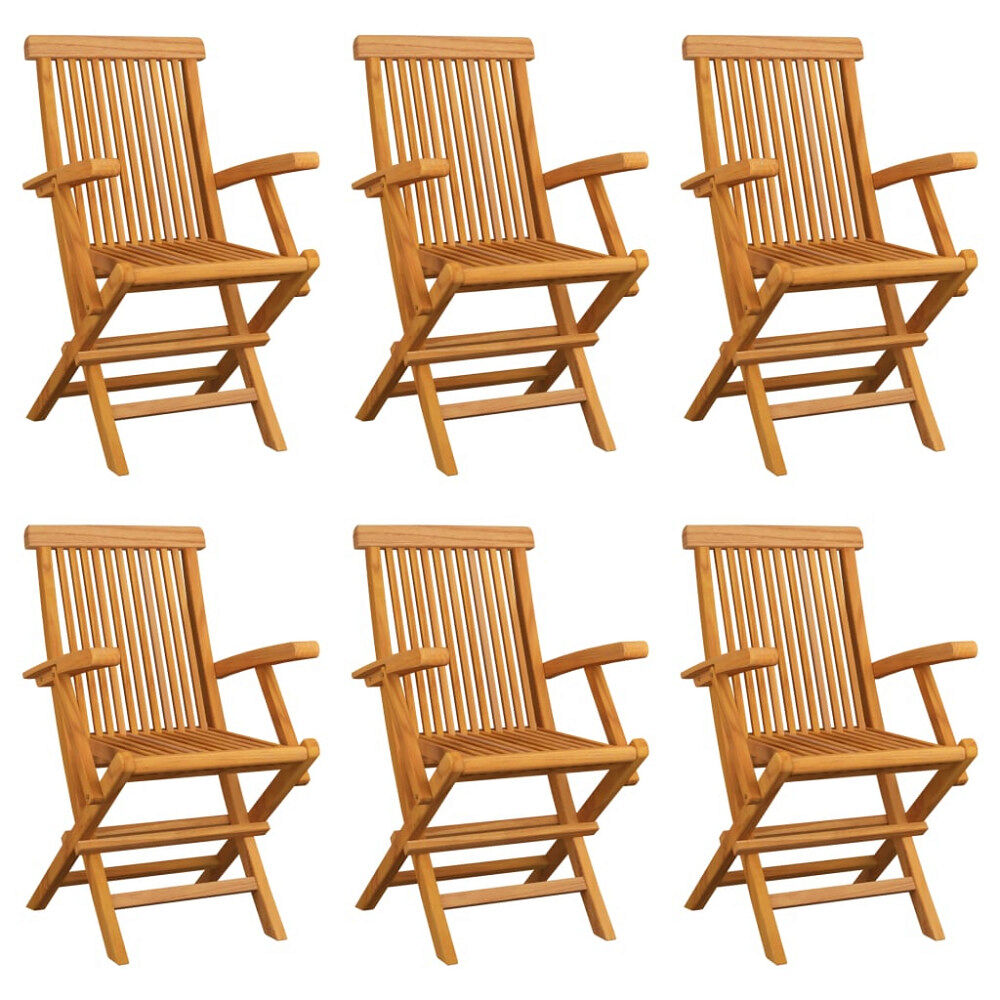 vidaXL Hopfällbara trädgårdsstolar 6 st massiv teak