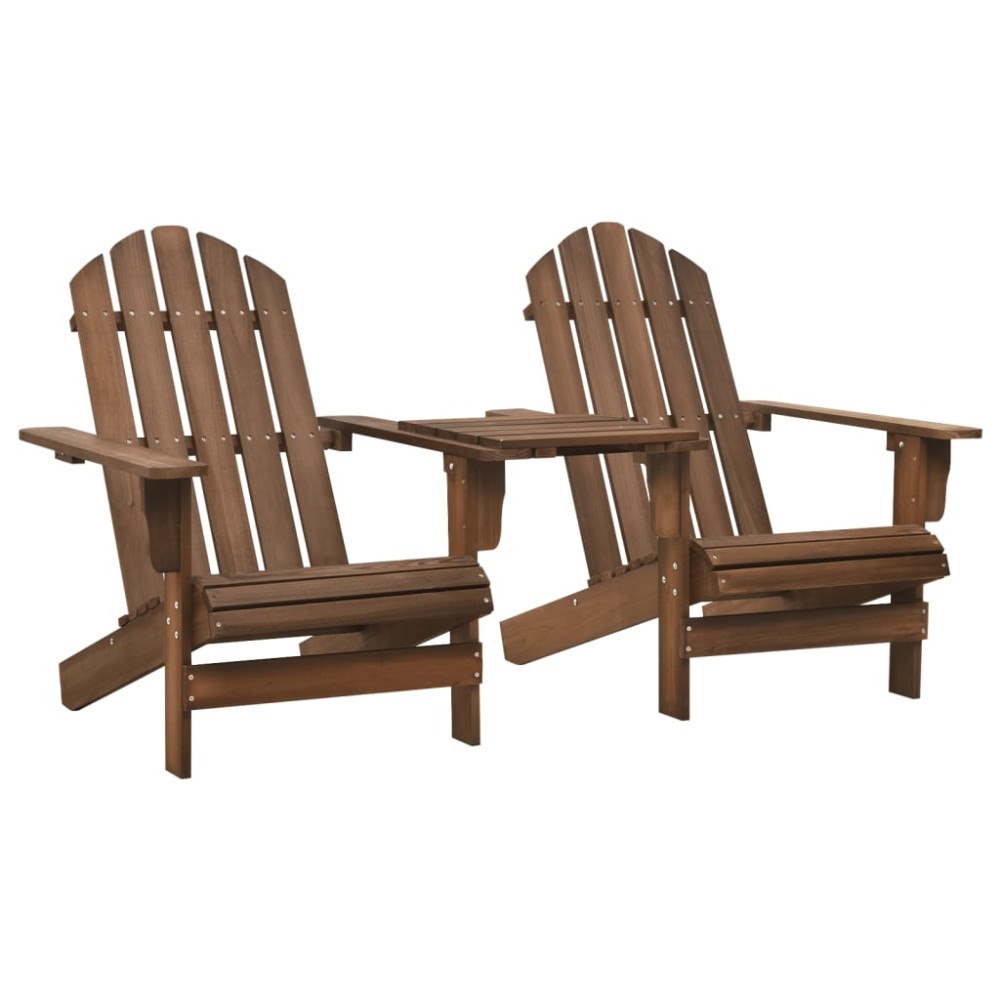 vidaXL Adirondackstolar med bord massivt granträ brun