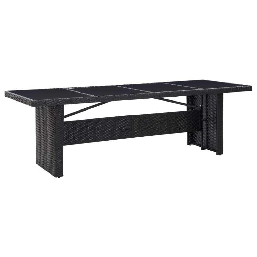 vidaXL Trädgårdsbord svart 240x90x74 cm konstrotting och glas