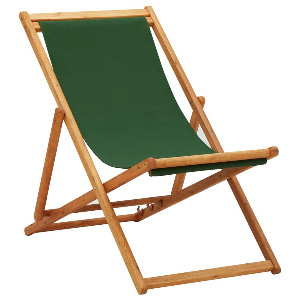 vidaXL Hopfällbar strandstol eukalyptusträ och tyg grön