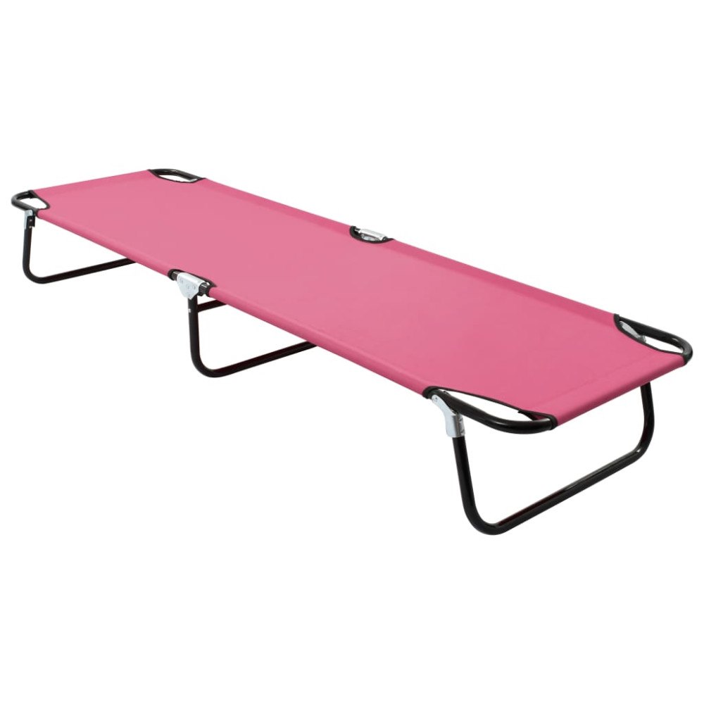 vidaXL Hopfällbar solsäng stål rosa