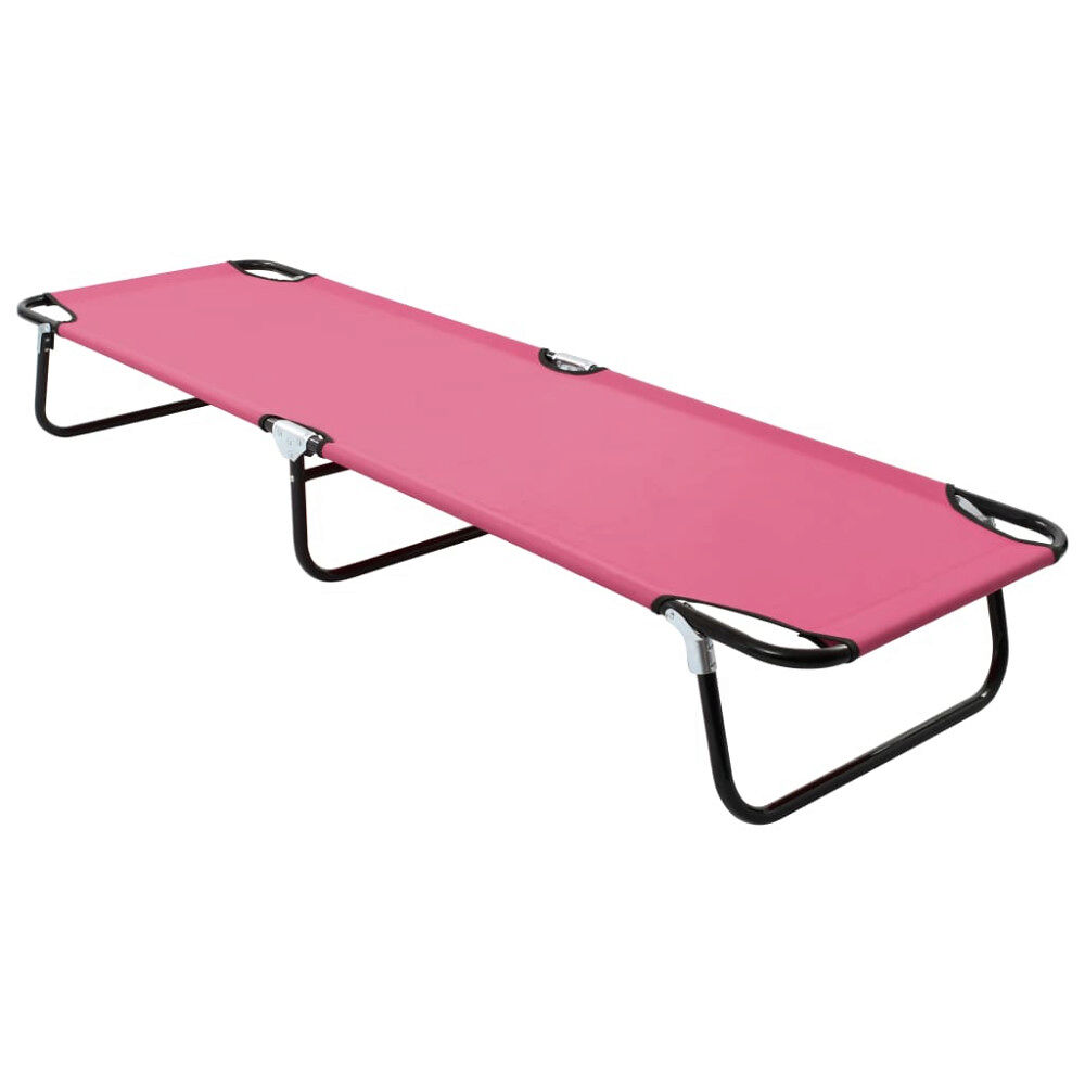 vidaXL Hopfällbar solsäng stål rosa