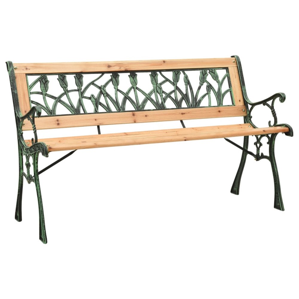 vidaXL Trädgårdsbänk 122 cm gjutjärn och massivt granträ