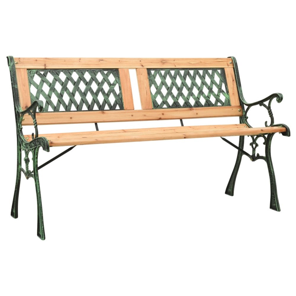vidaXL Trädgårdsbänk 122 cm gjutjärn och massivt granträ