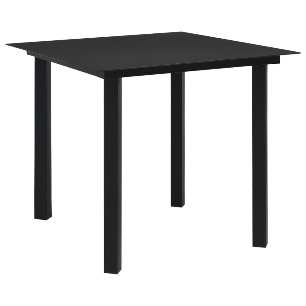 vidaXL Trädgårdsbord svart 80x80x74 cm stål och glas