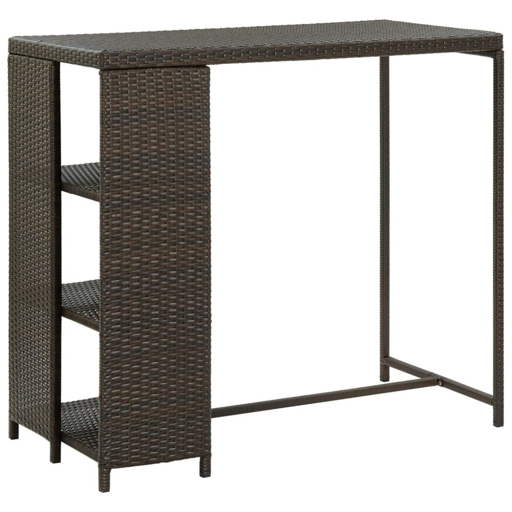 vidaXL Barbord med förvaringshyllor brun 120x60x110 cm konstrotting