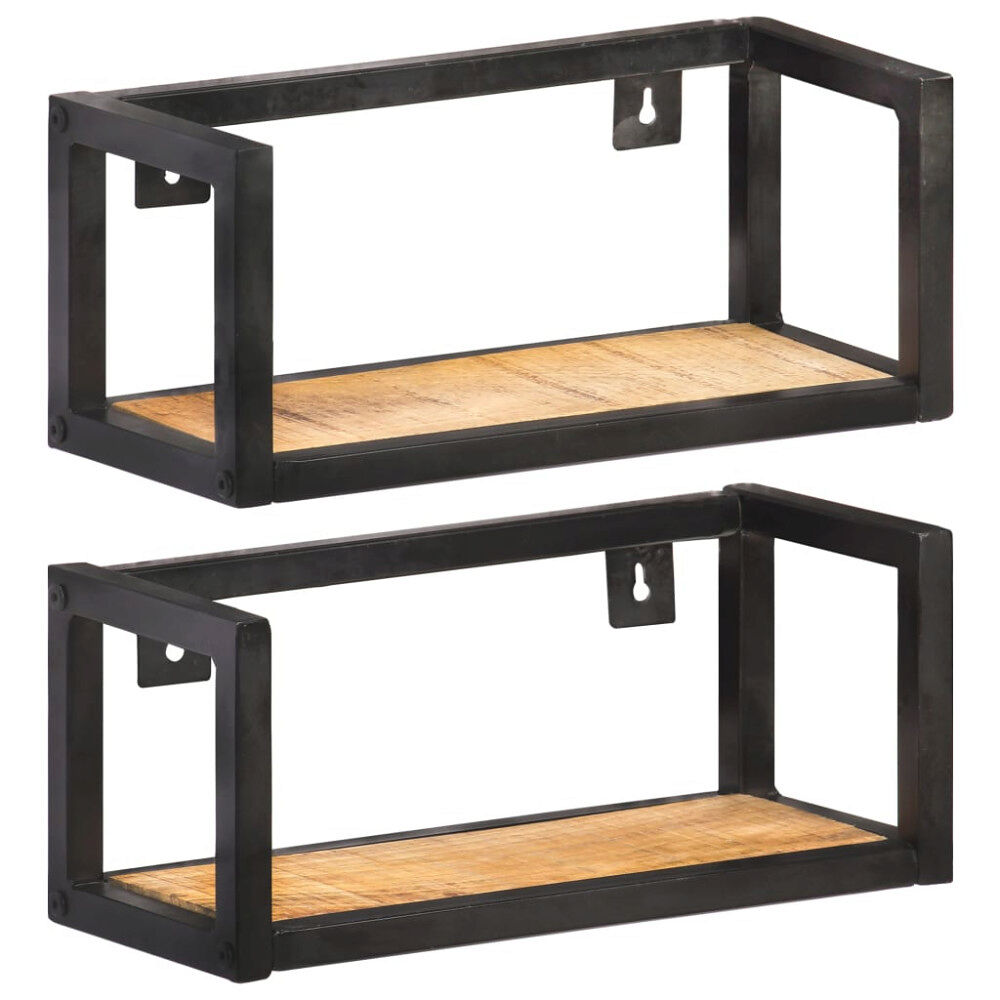 vidaXL Vägghyllor 2 st 40 cm grovt mangoträ