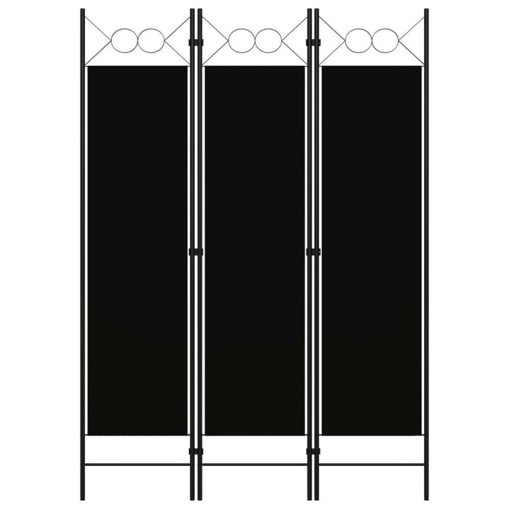 vidaXL Rumsavdelare 3 paneler svart 120x180 cm