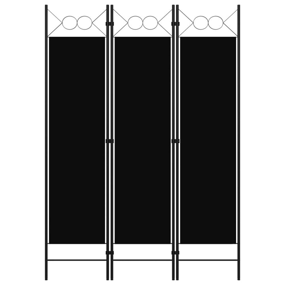 vidaXL Rumsavdelare 3 paneler svart 120x180 cm