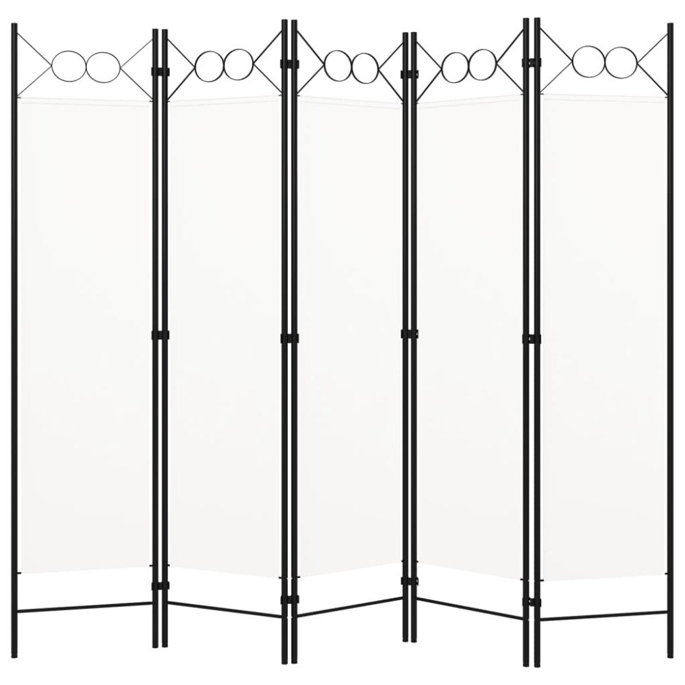 vidaXL Rumsavdelare 5 paneler vit 200x180 cm