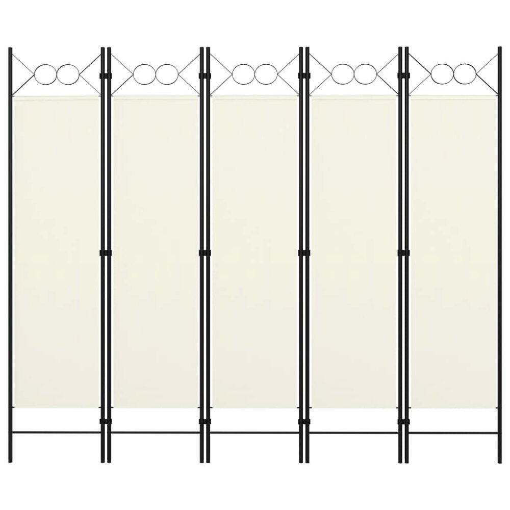 vidaXL Rumsavdelare 5 paneler vit 200x180 cm