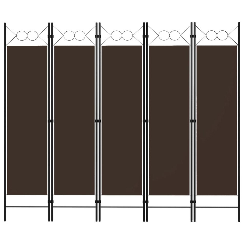 vidaXL Rumsavdelare 5 paneler brun 200x180 cm